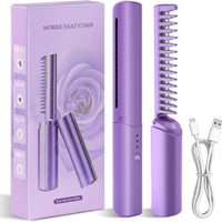Meneflix Portable Mini Hair Straightener Cordless Rechargeable Mini Adjustable Hair Straightener Hot Comb